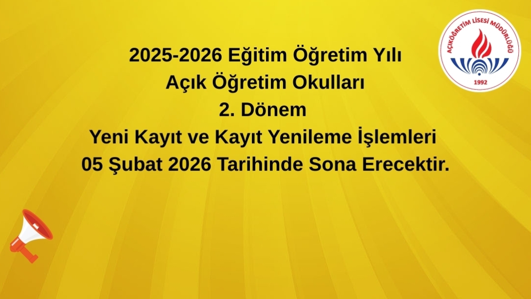 Açık Öğretim 2025-2026 2. Dönem Kayıtları 5 Şubat’ta Bitiyor, e-Sınav Randevu İşlemleri 9 Şubat’ta Başlayacak!
