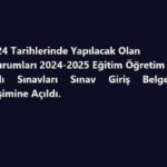 21-22 Aralık 2024 Tarihlerinde Yapılacak Olan Açık Öğretim Kurumları 2024-2025 Eğitim Öğretim Yılı 1. Dönem Yazılı Sınavları Sınav Giriş Belgeleri Erişime Açıldı