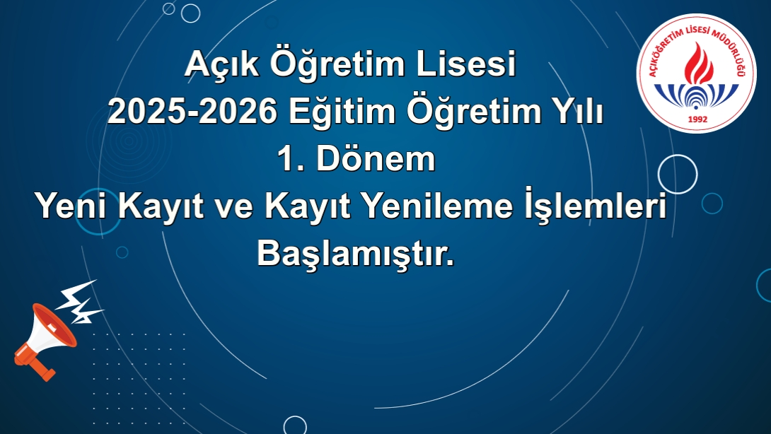 AÖL 2025-2026 1. Dönem Kayıtları Başladı.
