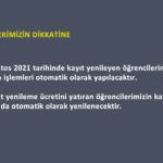Ek Telafi Sınavı için kayıt yenileme ücreti yatıranlar için ders ataması otomatik olarak yapılacak